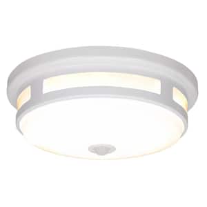 11 in. Round White Exterior Outdoor Motion Sensing LED Ceiling Light 830 Lumens 5-Color Temperature Options Wet Rated