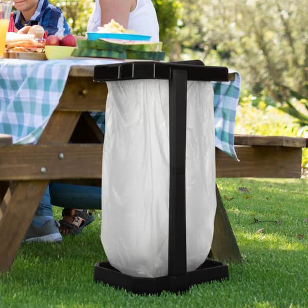 Wakeman Portable Trash Bag Holder Stand with Lid and Bags 75