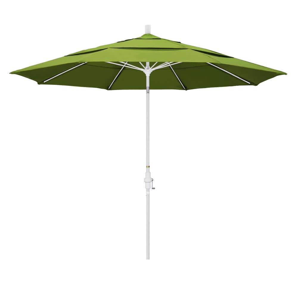 11 ft. Matted White Aluminum Market Patio Umbrella with Fiberglass Ribs Collar Tilt Crank Lift in Macaw Sunbrella price history on PriceWatchPro