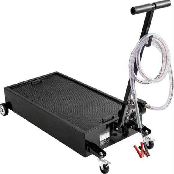 20 Gallon Black Heavy Duty Low Profile Oil Drain Pan Cart with Hose,Folding Handle and 110V Electric Pump