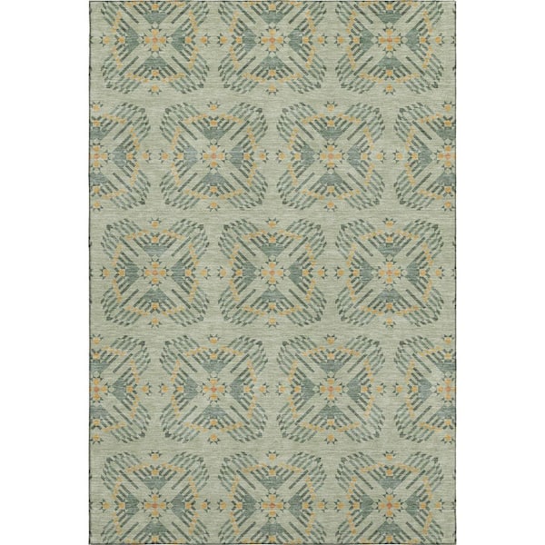 Mayfield Premium Machine Washable Abstract AMF2563 Celery 9 ft. x 12 ft. Area Rug