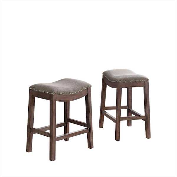 Alaterre Furniture Williston Dark Brown Counter Height Stool (2-Pack) with Cushioned Seat