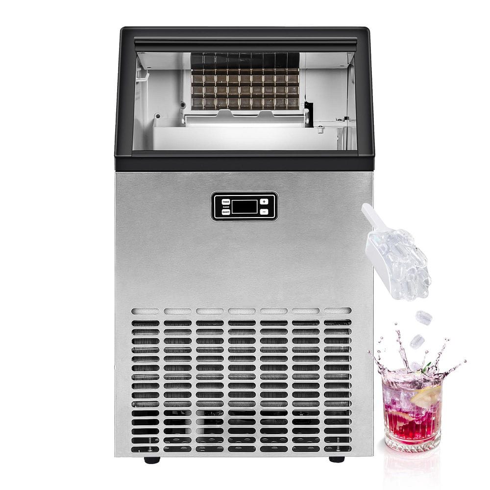 17.5 in. 100 lb/24H. Commercial Freestanding/Built-in Ice Maker in Silver, Stainless Steel, with 33 lb. Storage Bin