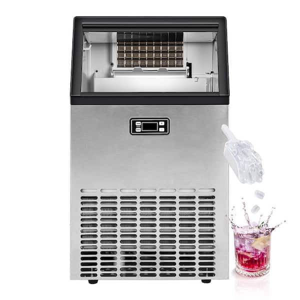 EUHOMY 17.5 in. 100 lb/24H. Commercial Freestanding/Built-in Ice Maker in Silver, Stainless Steel, with 33 lb. Storage Bin