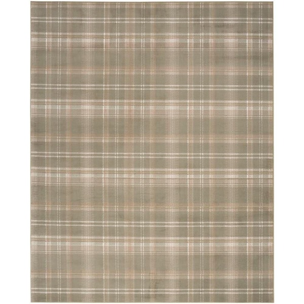Grafix Olive 5 ft. x 7 ft. Plaid Contemporary Area Rug