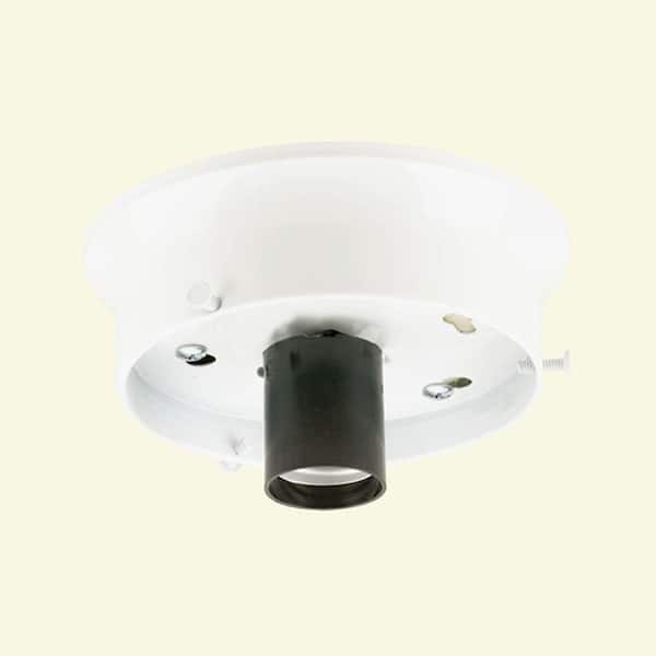 4 in. 1-Light White Flush Mount Base Only Kit for Ceiling Light Fixtures
