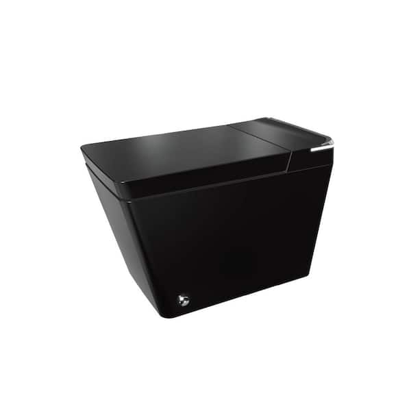 Elongated Bidet Toilet 1.28 GPF in Black with Wireless Remote Control, Automatic Lid, Massage Seat