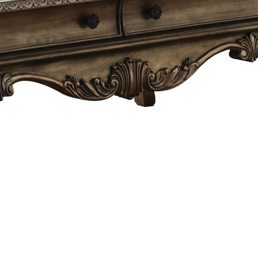 Vintage Oak Rectangular Coffee Table with Cabriole Legs and Storage