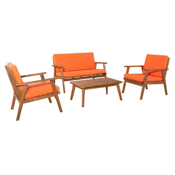Linon Home Decor Collin Orange Outdoor Chat Set
