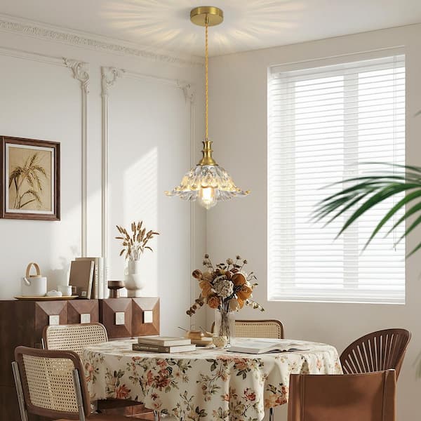 Merbotin RayHome 11.02 in. 1-Light Vintage Brass Pendant Light