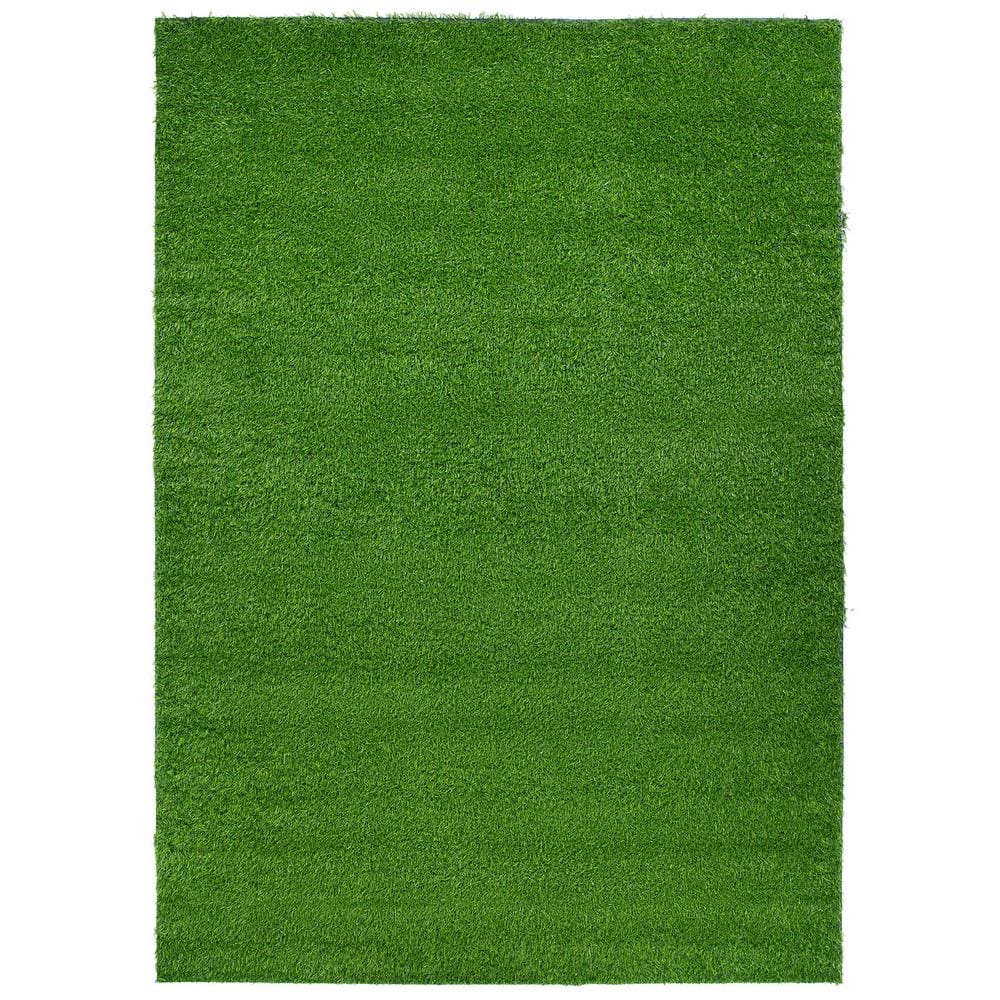 Green Synthetic Artificial Grass Indoor Outdoor Area Rug 6'6"x9'