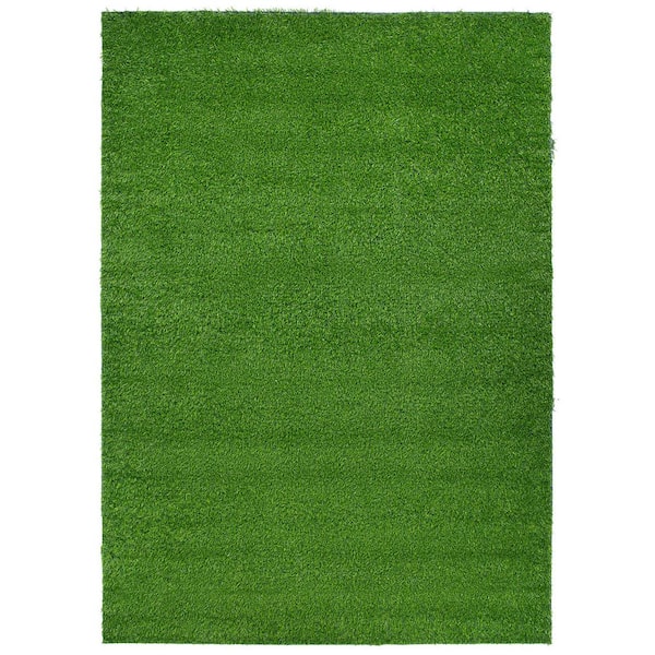 Grass Green 6 ft x 9 ft Artificial Solid Indoor Outdoor Area Rug