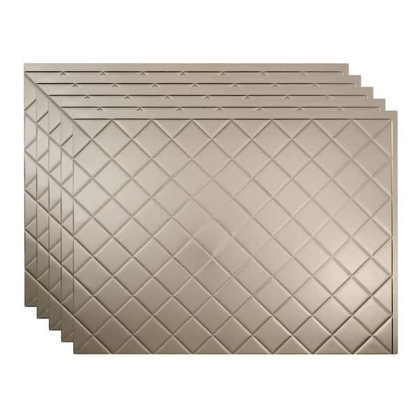 Fasade Quilted 18.25 in. x 24.25 in. Vinyl Backsplash Panel in Brushed Nickel (5-Pack)