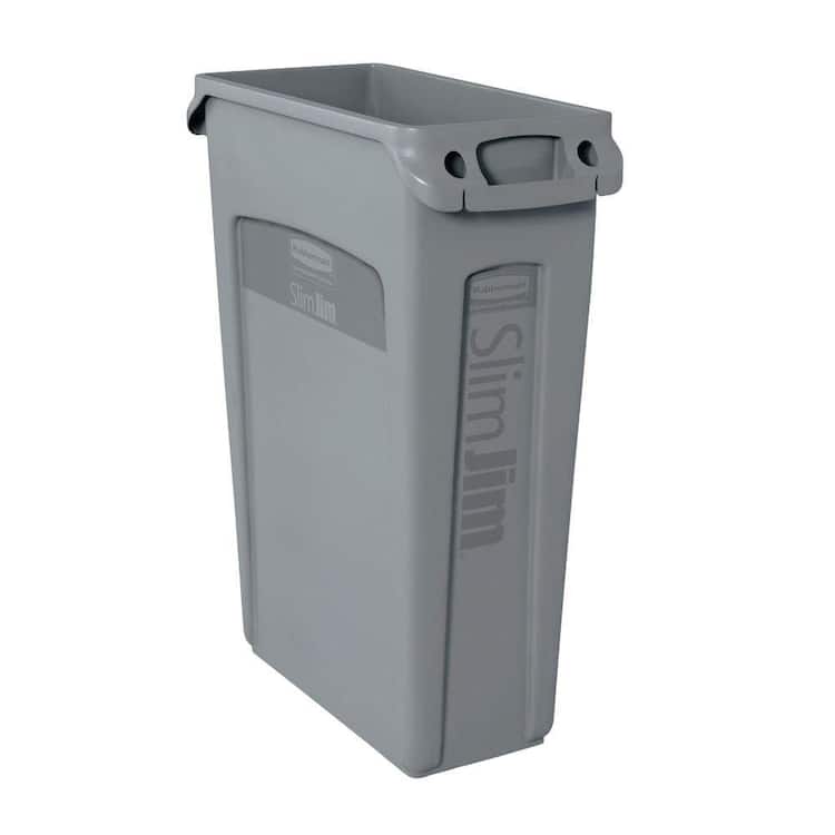 Rubbermaid Commercial Products Slim Jim 23 Gal. Gray Vented Plastic Rectangular Trash Can