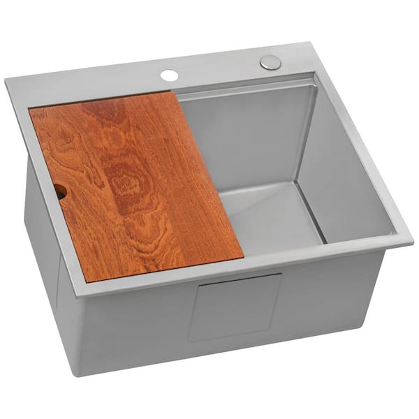 Alto 25 in. Drop-in Topmount 16-Gauge Stainless Steel Laundry Utility Workstaion Sink