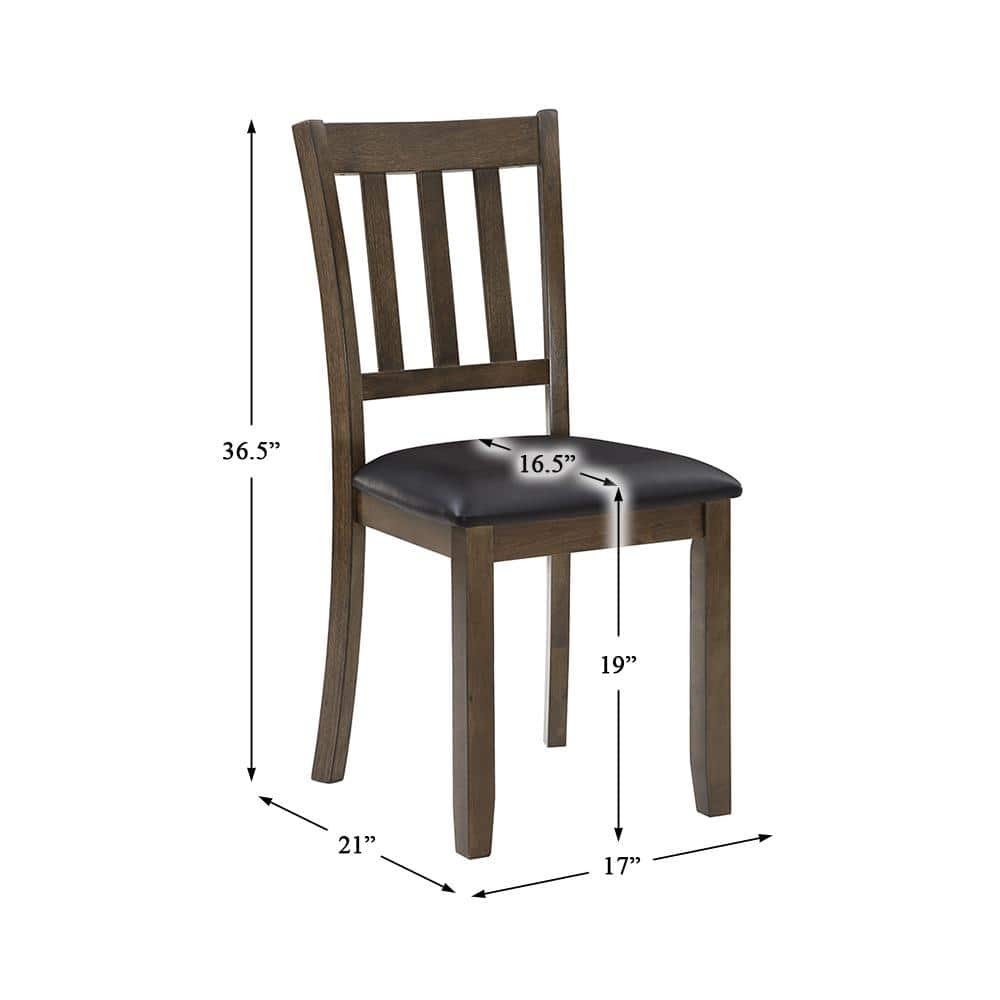Charcoal Brown 5-Piece Square Dining Set with Faux Leather Seats