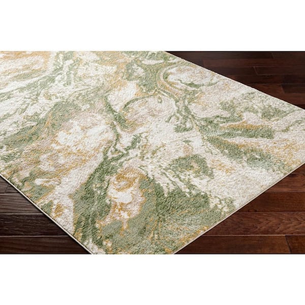 San Francisco Green Abstract 7 ft. x 9 ft. Indoor Area Rug