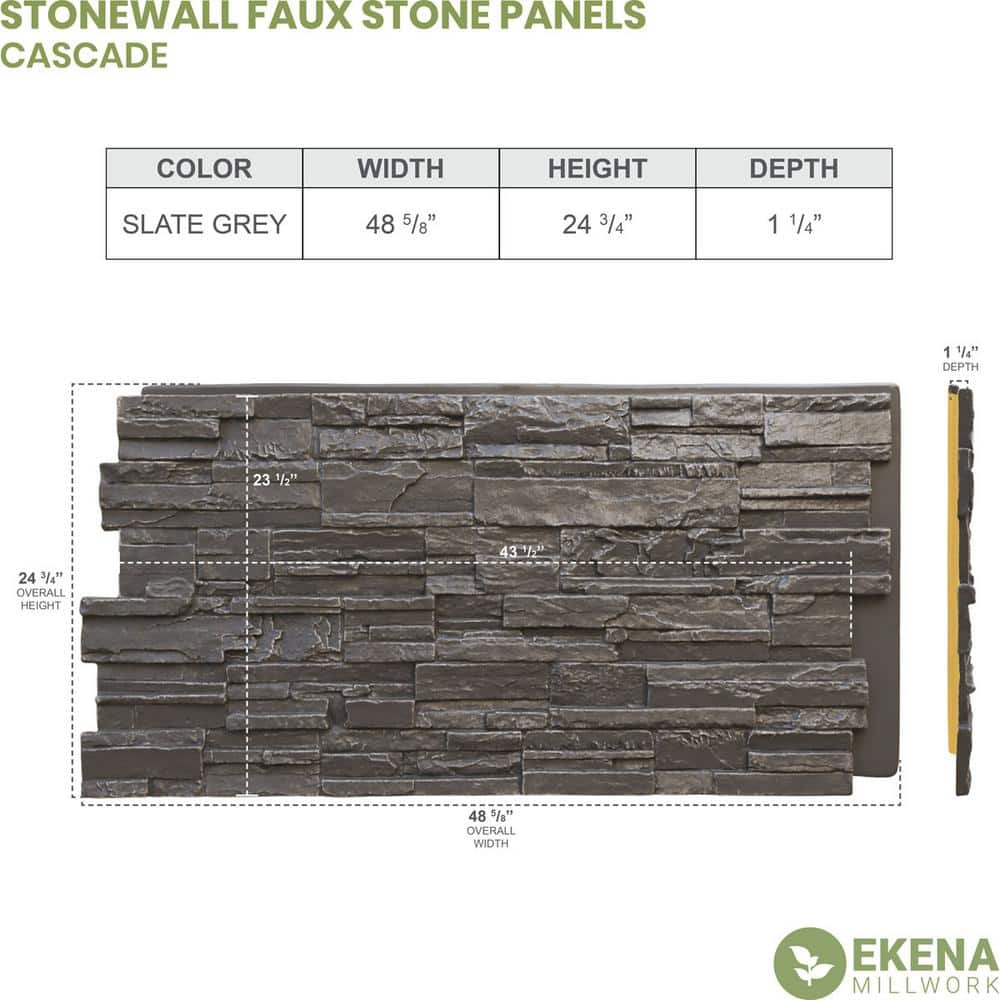 Slate Gray Faux Stone Panel for Interior and Exterior