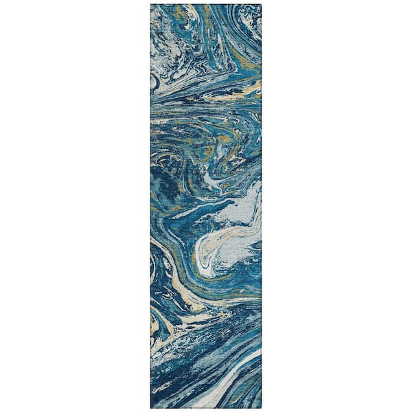 Chantille Machine Washable Indoor/Outdoor Abstract ACN1061 Navy 2 ft. 3 in. x 7 ft. 6 in. Area Rug
