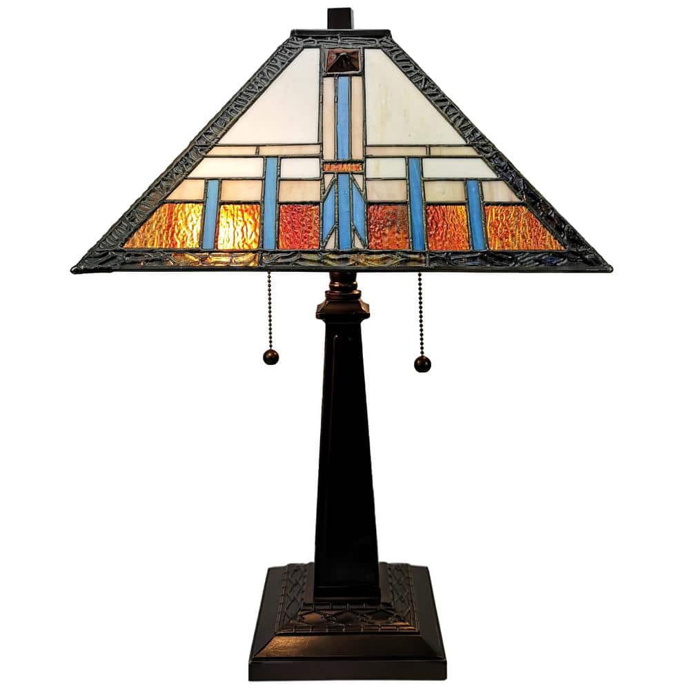 Amora 21'' Bronze Tiffany Style Stained Glass Table Lamp