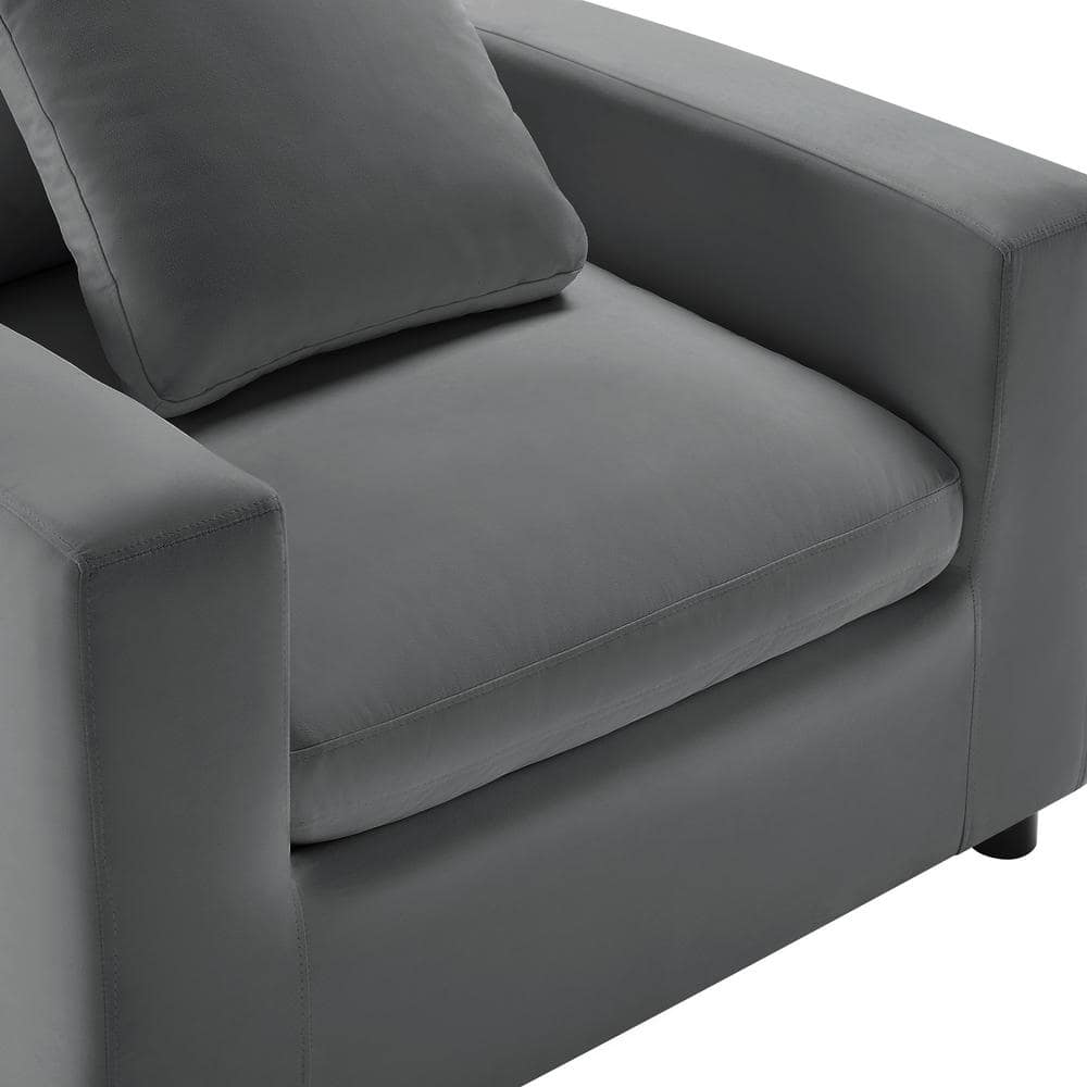 Casella Charcoal Performance Fabric Modern Armchair with Black Wood Legs