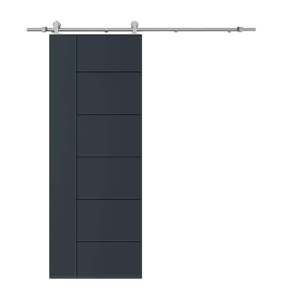 CALHOME Modern Classic 24 in. x 96 in. Charcoal Gray Stained Composite MDF Paneled Sliding Barn Door with Hardware Kit