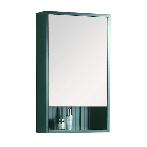 Venezian 18 in. W x 29.5 in. H Small Rectangular Green Wooden Surface Mount Medicine Cabinet with Mirror