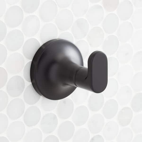 SIGNATURE HARDWARE Lentz J-Hook Robe/Towel Hook in Matte Black 466401 ...