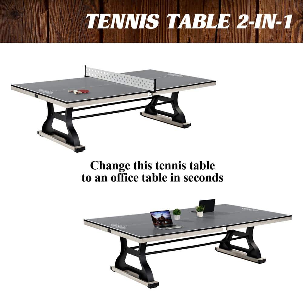 Coventry 9' Black and Silver Wood Composite Table Tennis Table with Metal Net