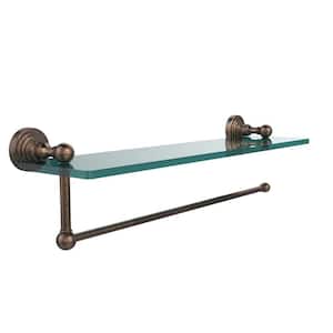 Waverly Place 16 in. L x 5 in. H x 5 in. W Paper Towel Holder with Clear Glass Shelf in Venetian Bronze