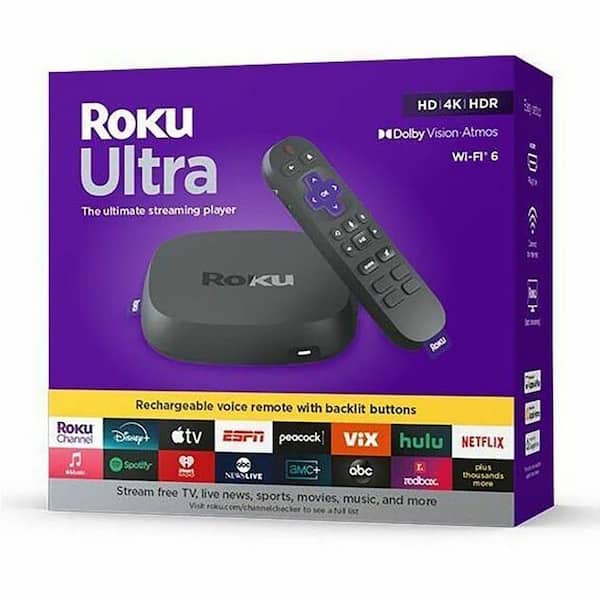 Roku Ultra 2024 4K/HDR10+/Dolby Vision & Atmos Streaming Device-Rechargeable Backlit Voice Remote
