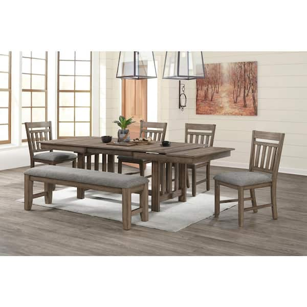 New Classic Furniture Harrisburg 6-Piece Walnut Wood Top Dining Table Set