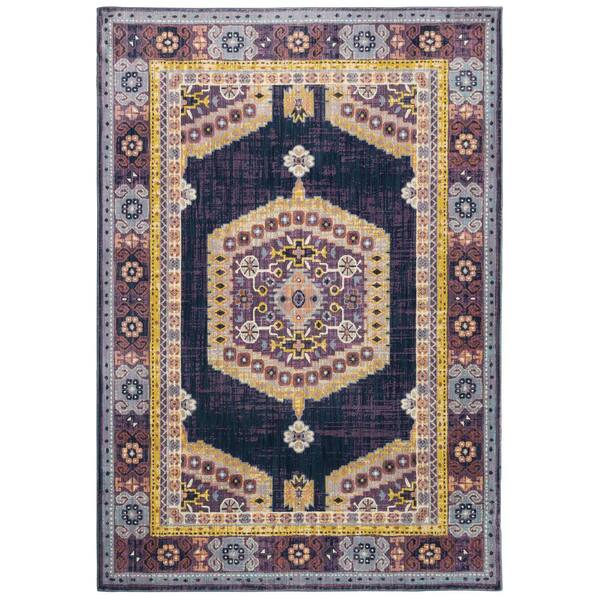 AVERLEY HOME Xavier Purple/Gold 10 ft. x 13 ft. Center Medallion Area Rug