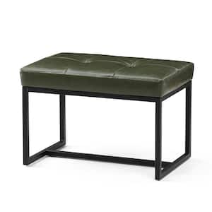 Modern Hunter Green Thick Leatherette Accent Stool
