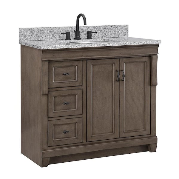 Home Decorators Collection Naples 37 in. Single Sink Distressed Gray Bath Vanity with Napoli Granite Top (Assembled)