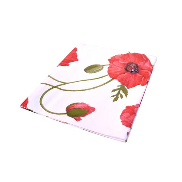 Ottomanson 55 in. x 70 in. Indoor and Outdoor Red Poppy Flower Design Tablecloth for Dining Table