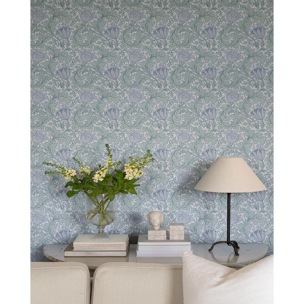 Periwinkle Blue Floral Non-Woven Wallpaper Roll