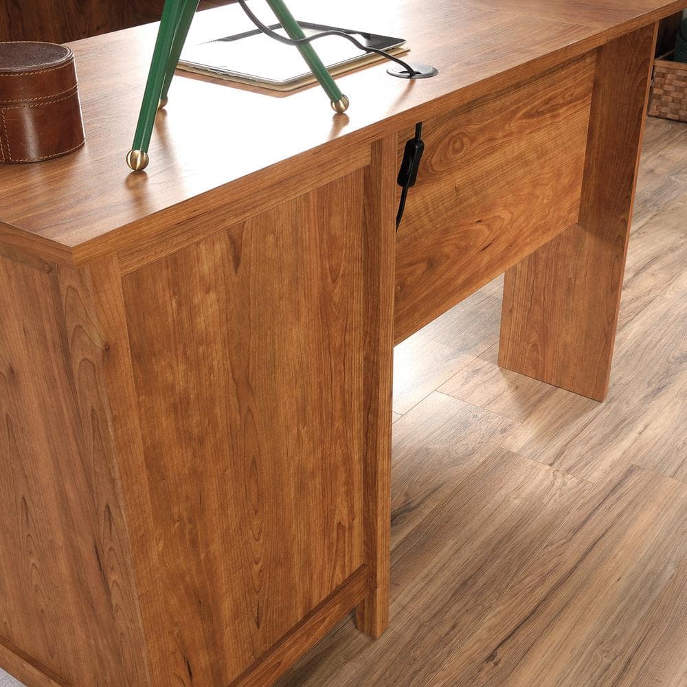 Prairie Cherry L-Shaped Executive Desk with File Storage