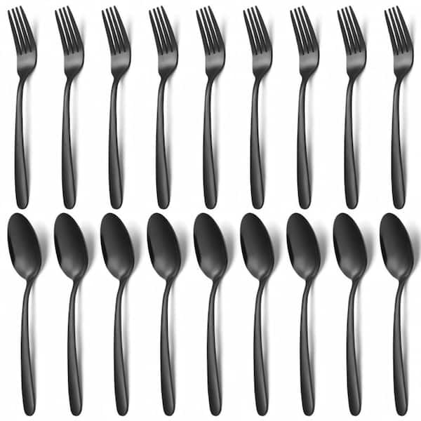 24-Piece Classic BlackStainless Steel Flatware Set(Service for 12)