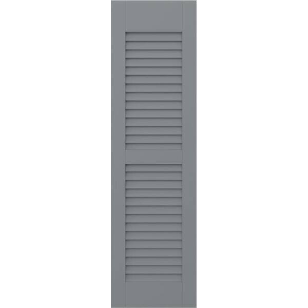 Ekena Millwork 12 in. W x 43 in. H Americraft 2 Equal Louver Exterior Real Wood Shutters Pair in Ocean Swell