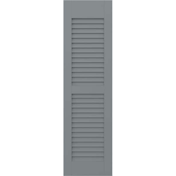 Americraft 12 in. W x 68 in. H 2-Equal Louver Exterior Real Wood Shutters Pair in Ocean Swell
