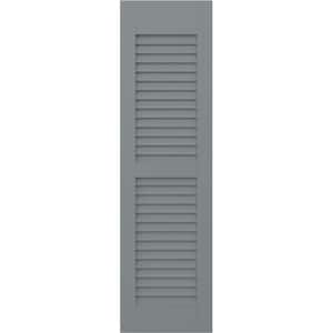 Americraft 12 in. W x 71 in. H 2-Equal Louver Exterior Real Wood Shutters Pair in Ocean Swell