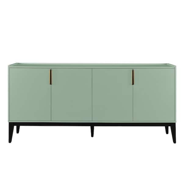 Unbranded 63.00 in. W x 15.60 in. D x 29.90 in. H Green Linen Cabinet Sideboard with 4-Doors and Adjustable Shelves
