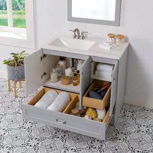 Lancaster 37 in. Single Sink Pearl Gray Bath Vanity with White Cultured Marble Top (Assembled)