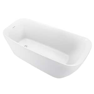 63 in. Acrylic Flatbottom Non-Whirlpool Freestanding Bathtub Contemporary Soaking Tub in Glossy White