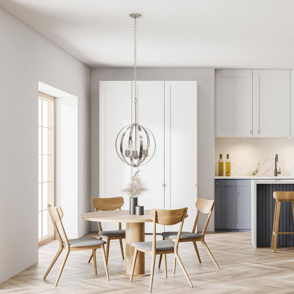Modern 18" Brushed Nickel Globe Pendant with Clear Glass Shades