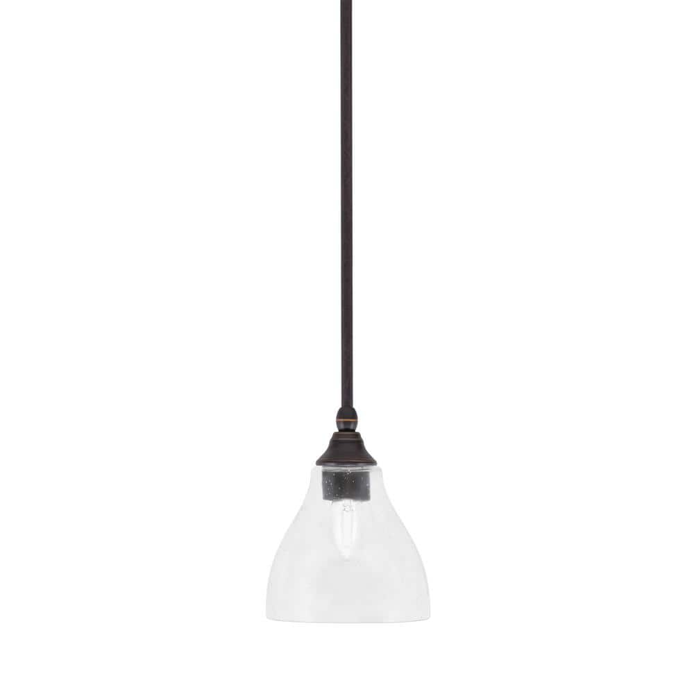 Sparta 100-Watt 1-Light Dark Granite Shaded Pendant Light with Clear Bubble