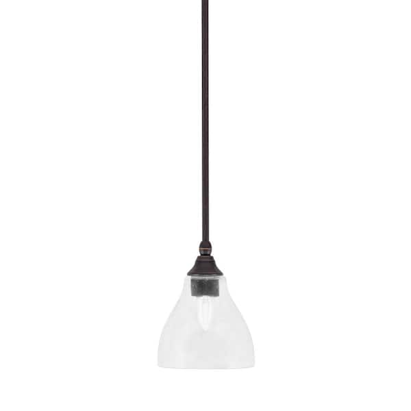 Unbranded Sparta 100-Watt 1-Light Dark Granite Shaded Pendant Light with Clear Bubble Glass, No Bulb Included