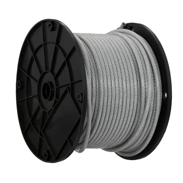 Everbilt 3/16 in. x 250 ft. Galvanized Vinyl Coated Steel Wire Rope 806400  - The Home Depot