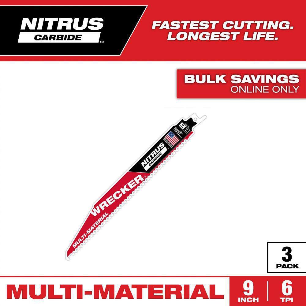 9 in. 6 Teeth Per Inch WRECKER Nitrus Carbide Teeth Multi-Material Cutting SAWZALL Reciprocating Saw Blade (3-Pack) price history on PriceWatchPro